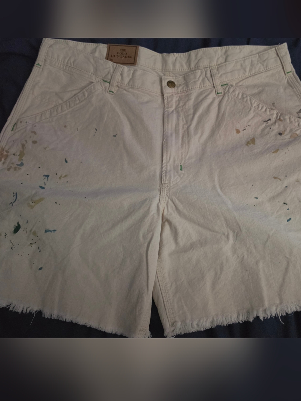 Men Polo Ralph Lauren Dungaree Carpenter Shorts Painted Size 36